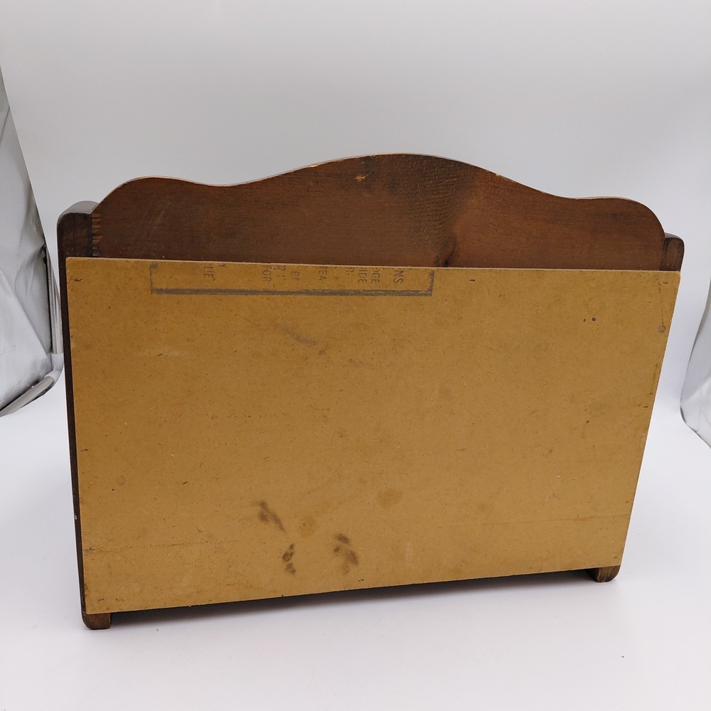 Vtg Wood Bread Box Stencil Design Glass Face Farmhouse Breadbox Cottagecore - Picture 7 of 9